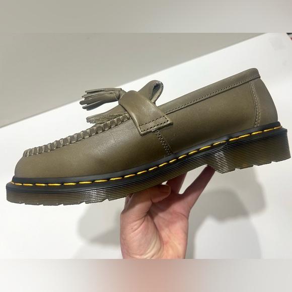 Dr. Martens Men’s Adrian YS Leather Tassel Loafer in Olive Green New - Picture 11 of 16